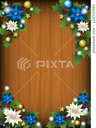 有四個角落裝飾的聖誕板，可愛，插圖，藍色，背景 120320893