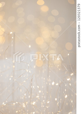 Christmas Background. Golden Holiday Abstract Glitter Defocused Background With Blinking Stars. 120321379