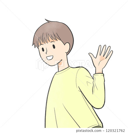 男孩笑著揮手 120321762