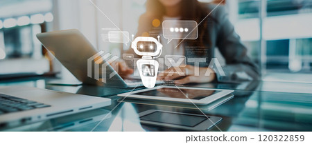 Human interact with AI artificial intelligence virtual assistant EIDE Human interact with AI artificial intelligence virtual assistant EIDE 120322859