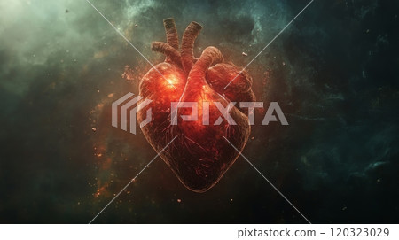 The vibrant heart radiates warmth and energy,...-插圖素材 [120323029] - PIXTA圖庫