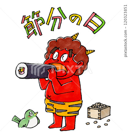 吃惠保卷的赤鬼和節分日的人物 120323851