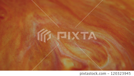 Brilliant substance. Glitter mix. Thick golden copper shiny liquid spread on uneven surface. Diffusion of luxury shimmering paint artistic sparkly metamorphoses. Brilliant substance. Glitter mix. Thick golden copper shiny liquid spread on uneven surface. Diffusion of luxury shimmering paint artistic sparkly metamorphoses. 120323945