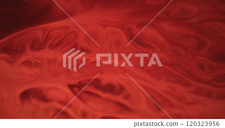 Wave fluid. Red flow. Fantasy bright floating texture with smoky ink circles glitter. Paint mix ripple blood color surface deformation. Wave fluid. Red flow. Fantasy bright floating texture with smoky ink circles glitter. Paint mix ripple blood color surface deformation. 120323956