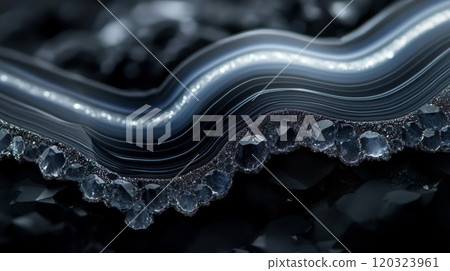 Black Agate with Sparkling Silver Lines and Crystal Edges 120323961