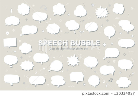 Illustration set of speech bubbles and icons Shadow Material Headline Decorative border Speech bubble Variation Decoration White 120324057