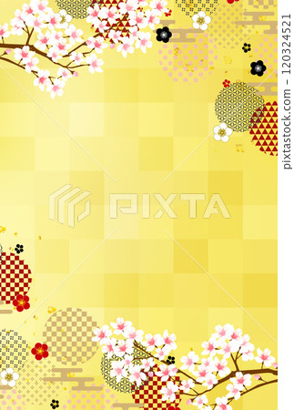 Japanese pattern New Year's card plum background 120324521