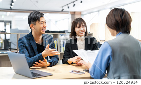 Three businessmen having a meeting 120324914