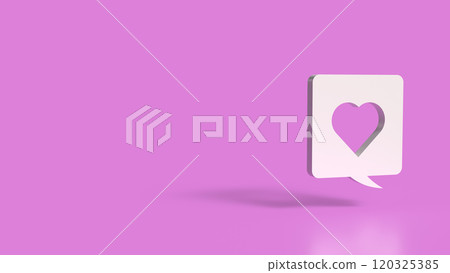 The heart icon in balloon text on pink background  for love concept 3d rendering. 120325385