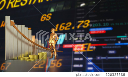 The chart and gold coins for Business concept 3d rendering. The chart and gold coins for Business concept 3d rendering. 120325386