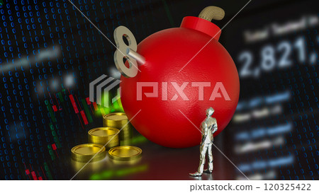 The Red Bomb  wind up and coins for Business concept  3d rendering. 120325422
