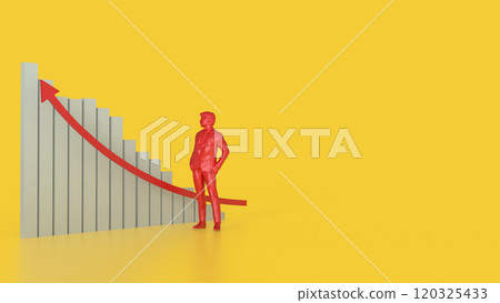 The chart and red man on yellow background  for Business concept 3d rendering. 120325433