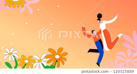 Joyful Leap in the Floral Sunset Joyful Leap in the Floral Sunset 120325889