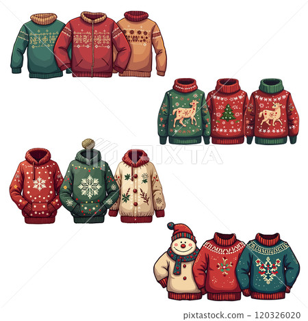 Holiday Sweater Collection Illustration Set Holiday Sweater Collection Illustration Set 120326020