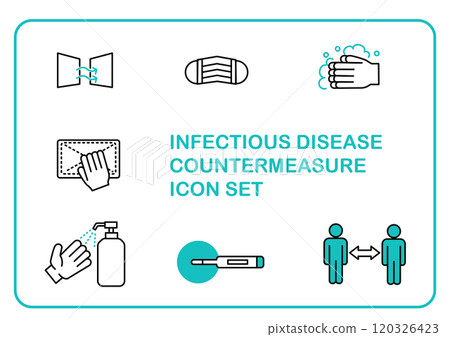 簡單扁平的傳染病圖示集 120326423