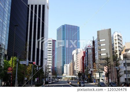 Tokyo cityscape: Shiba 5-chome intersection Tokyo cityscape: Shiba 5-chome intersection 120326476