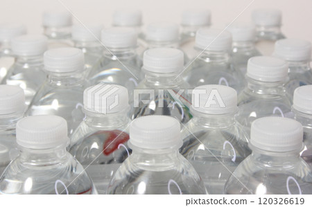 Case of Filtered Drinking Water Close up on Caps 120326619