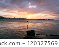 Beautiful sunset in Tamsui, Taiwan 120327569