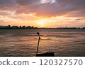 Beautiful sunset in Tamsui, Taiwan 120327570