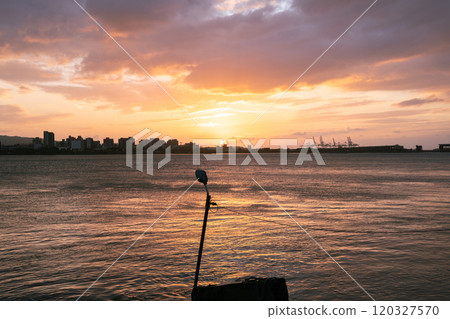 Beautiful sunset in Tamsui, Taiwan 120327570