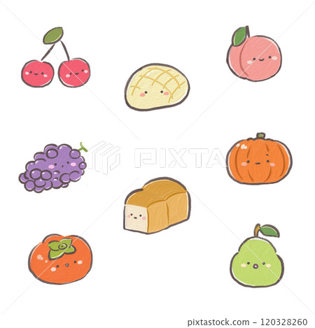 可愛的水果和麵包 120328260