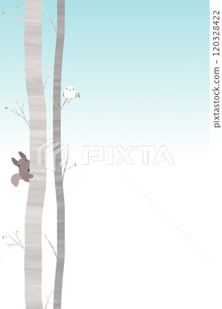 Birch and forest animals background K-3 120328422