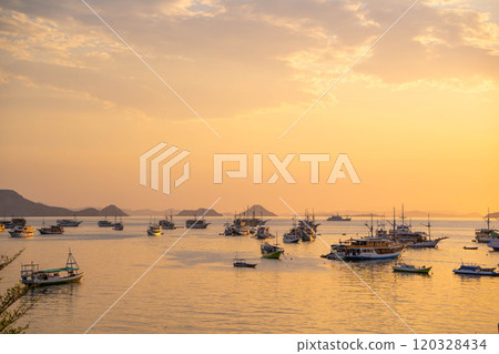 Sunset and sea in Labuan Bajo, Flores Island, Indonesia Sunset and sea in Labuan Bajo, Flores Island, Indonesia 120328434