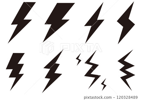閃電圖示插圖設定黑色 120328489