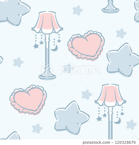 Yumekawa，少女柔和色調無縫圖案材質。向量插圖材料。 120328670