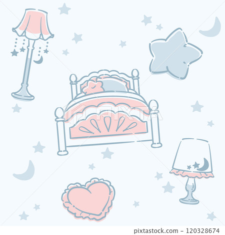 Dreamy, girly pastel tone seamless pattern material. Vector illustration material. 120328674