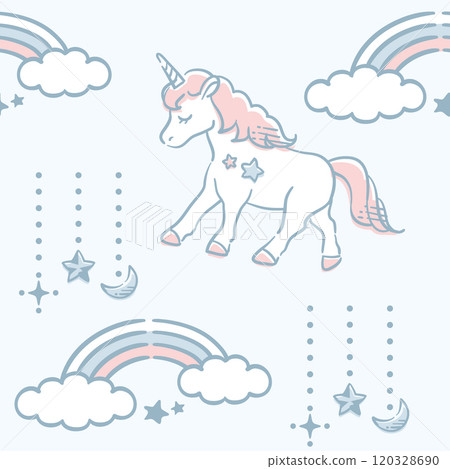 Dreamy, girly pastel tone seamless pattern material. Vector illustration material. 120328690
