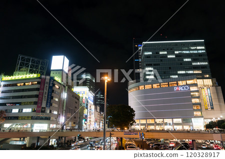 Scenery around JR Sendai Station, buildings in front of the station, PARCO, autumn night view, Aoba Ward, Sendai City, Miyagi Prefecture Scenery around JR Sendai Station, buildings in front of the station, PARCO, autumn night view, Aoba Ward, Sendai City, Miyagi Prefecture 120328917