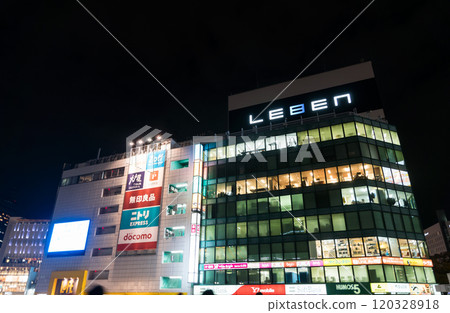 Scenery around JR Sendai Station, multi-tenant buildings in front of the station, autumn night view, Aoba Ward, Sendai City, Miyagi Prefecture 120328918