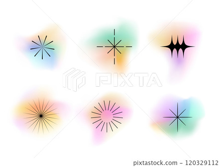 Collection of modern, minimalist star and sparkle elements. Vector illustrations 120329112