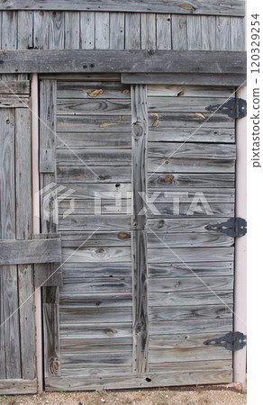 Rustic Wooden Door on Building in Rural South East Texas. Weir Texas 120329254