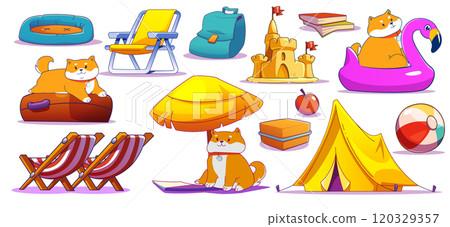 Cute dog and beach accessories set 120329357