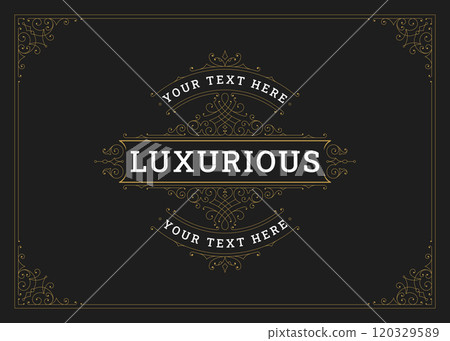 Vintage flourishes golden ornament greeting card template design vector illustration Vintage flourishes golden ornament greeting card template design vector illustration 120329589