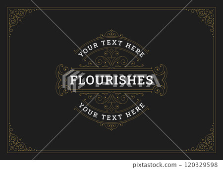 Vintage filigree luxury golden ornament greeting card design template vector illustration 120329598