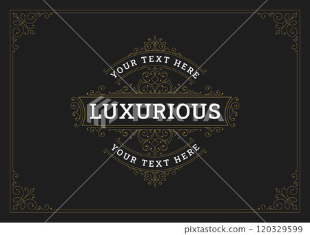 Luxury vintage flourishes swirl ornate golden greeting card design template vector illustration 120329599
