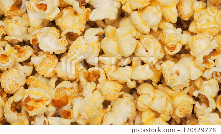 A scattered popcorn texture background with irregular clusters of fluffy popcorn pieces, varying in size and shape. The playful, dynamic arrangement creates a fun and light atmosphere, perfect for A scattered popcorn texture background with irregular clusters of fluffy popcorn pieces, varying in size and shape. The playful, dynamic arrangement creates a fun and light atmosphere, perfect for 120329778
