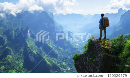 Adventurer with a great view Adventurer with a great view 120329879