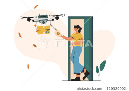 Drone Delivery at Doorstep 120329902