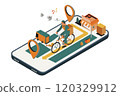 Cyclist Courier on Mobile Map 120329912