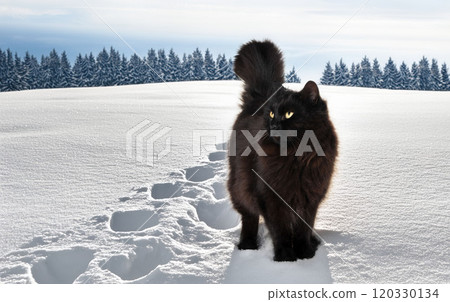 crossbred of maine coon in winter 120330134