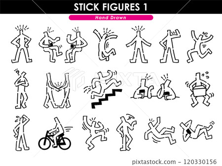 Hand drawn stick figures set Hand drawn stick figures set 120330156