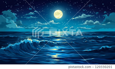 sea and moon at night 120330201