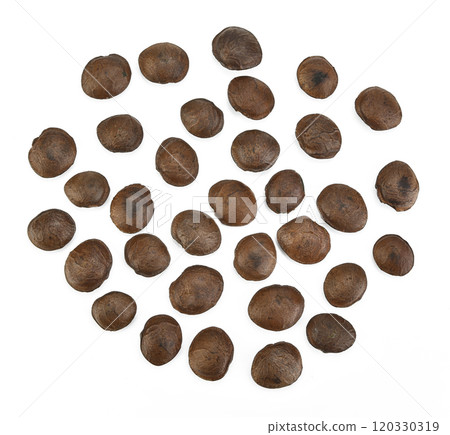 Plukenetia volubilis or sacha inchi peanut seed isolated on white background. Plukenetia volubilis or sacha inchi peanut seed isolated on white background. 120330319