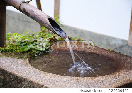 Tsukubai at Sanzen-in Temple in Ohara, Kyoto 120330491
