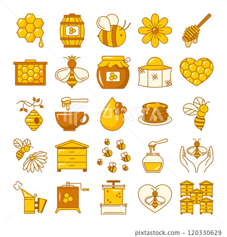 Honey line icon set vector isolated Honey line icon set vector isolated 120330629