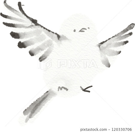 Illustration material of a flapping long-tailed tit Illustration material of a flapping long-tailed tit 120330706